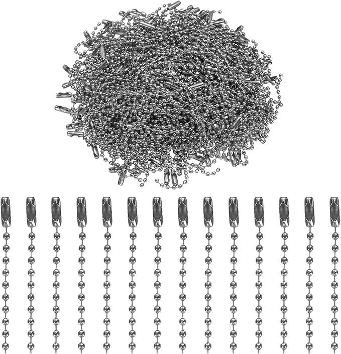 uxcell 220pcs Metal Ball Bead Chain, 100mm Long Bead Connector Clasp Dog Tag Hanging Chain for Key Chains Tags Craft Projects Jewelry Making, Gun Black