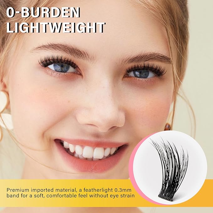 VYRILA Lash Clusters 8-16mm, False Eyelashes 288pcs, Cluster Eyelash Extensions Matte Black Soft, Diy Lash Extensions D Curl Natural Lash Clusters Faux Mink Lashes Wispy（Pizazz,288pcs,0.07,D,8-16MIX)