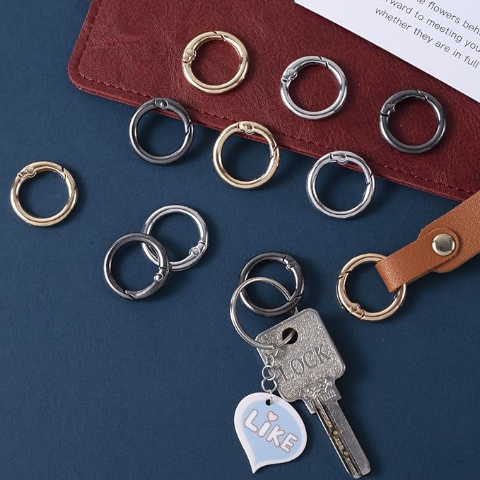 30Pcs 24mm Zinc Alloy Spring O Rings, Round Colorful Carabiner Snap Clip Trigger Buckles DIY Accessories for Keyrings Bag Purse Handbag Keychain Lanyard