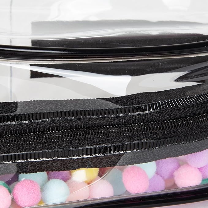 CHICHO Clear Figure Display Bag with White Hairball Keychain, Portable Doll Storage Bag Hanging Blind Box Organizer Zipper Closure