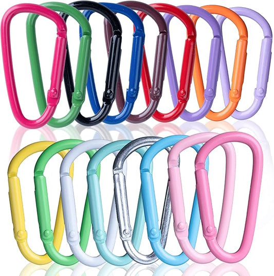 Colorful D Spring Carabiners Keychain Clip,D Spring Clip Aluminum Hook Accessories Snap Link Key Chain Ring Hook