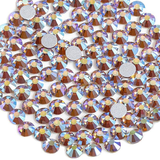 beadsland 1440 Pieces Flat Back Crystal Rhinestones Round Gems, Lt.Colorado Topaz AB,SS8,2.3-2.5mm