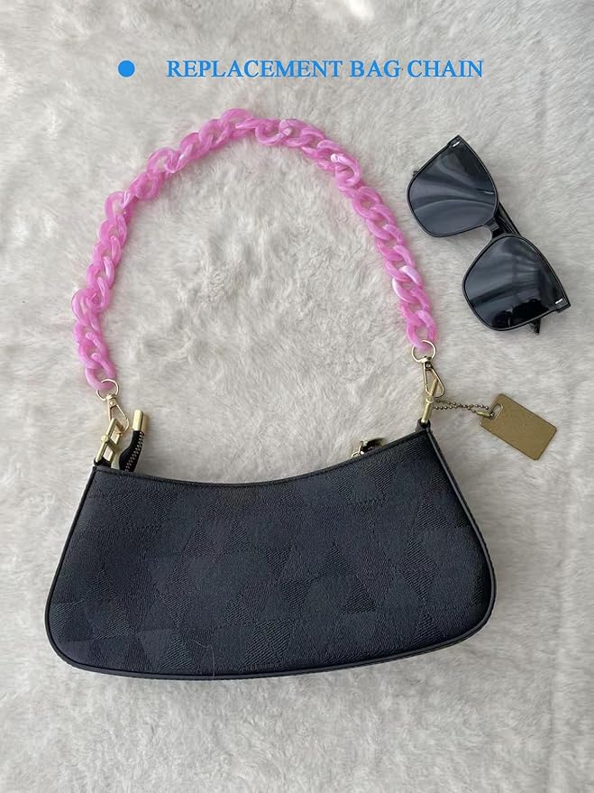 Acrylic Resin Chain Purse Strap 11.8IN Chunky Purse Transparent Chainn DIY Acrylic Bag Chain (Dark green)
