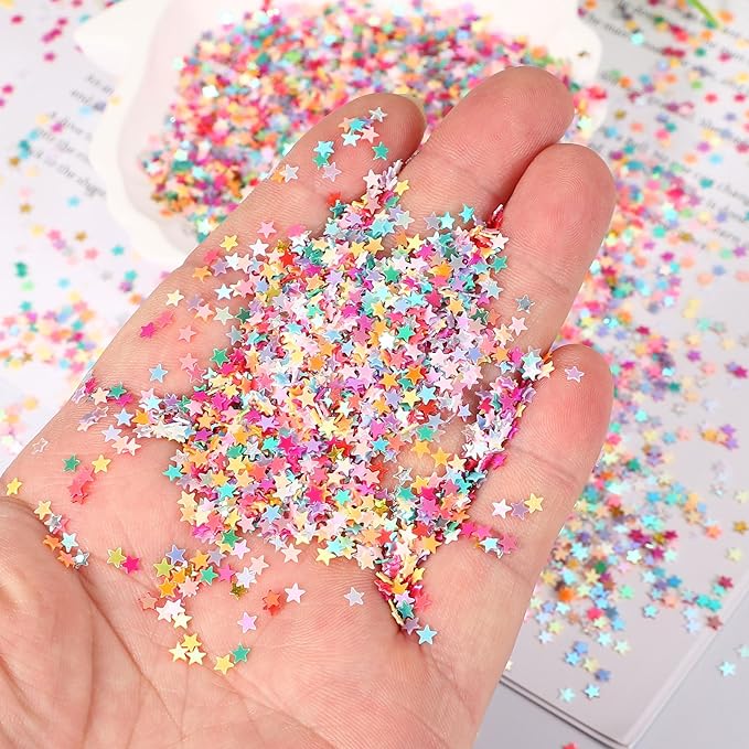 uxcell 1.94oz(55g) Star Glitter Confetti, 3mm Art Craft Glitter Holographic Sequins Table Confetti Laser Sequins for Crafts DIY Nail and Party Wedding Festival Decoration, Lake Blue