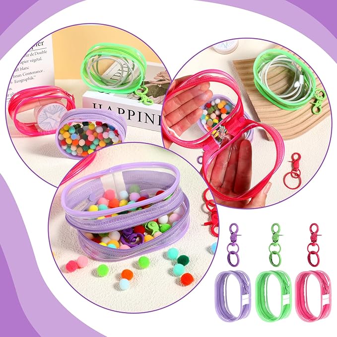 Clear Mini Waterproof Zipper Makeup Bag Small Cosmetic Keychain Pocket Portable Travel Lipstick Bag Women Zipper Pouch Card Data Cable Pouch Coin Purse Aesthetic Stuff Purse Organizer
