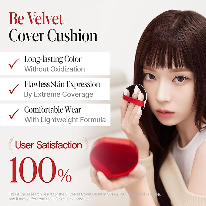 Espoir Be Velvet Cushion Foundation #22 Petal | Quick and Easy Coverage with Long-lasting Color by Zero Oxidation, Velvety Smooth Finish & Lightweight Formula, Vegan, Korean Makeup, 0.46 oz