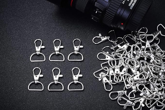 Key Chain Clip Hook, Anezus D Ring Clip Keychain Lanyard Swivel Snap Hooks Clip on Key Ring for Crafts and Purse Hardware (3/4 inch)