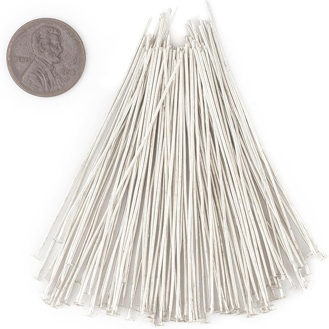 The Bead Chest Silver 21 Gauge 2.5 Inch Head Pins (Approx 100 Pieces)