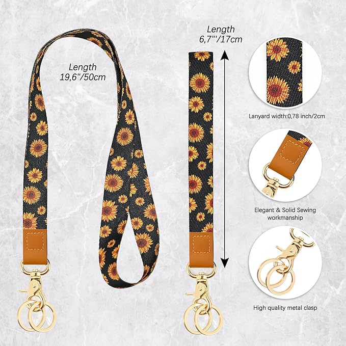 Cool Leopard Wristlet Keychain, Wrist Lanyard Key Chain For Women Men Car Keys Id Holder Card Phone Wallet Camera