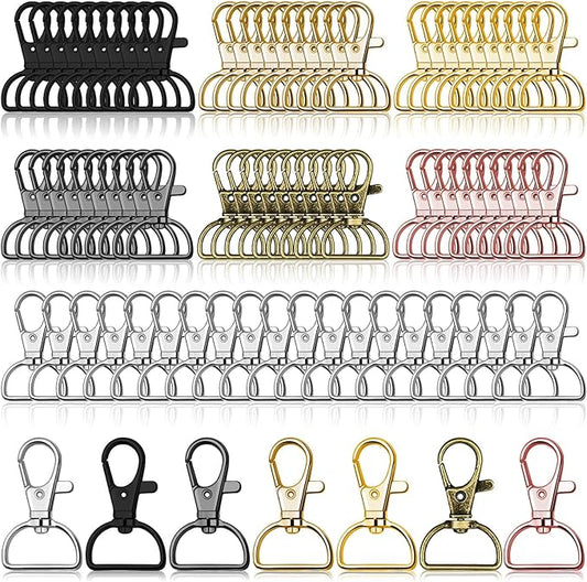 Swivel Clasp Hooks, Anezus 80Pcs Key Chain Clip Hooks, D Ring Clip Lanyard Hardware for Keychain Making, Lanyard Making, Purse Hardware, DIY Craft (1” Inside Width)
