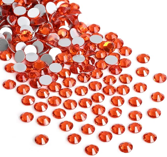 Jollin Glue Fix Crystal Flatback Rhinestones Glass Diamantes Gems for Crafting Nail Art Crafts Decorations Clothes Shoes 1.6mm (ss4 2880pcs, Lt Siam)