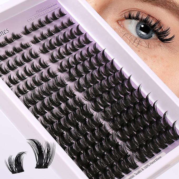 Himirell Lash Clusters Spiky Eyelash Extensions Wispy Individual Lashes Manga Eyelash Individuals 168 Pcs CC-Curly Cluster Eyelash Extensions 8-16MM Mixed DIY Lash Extensions