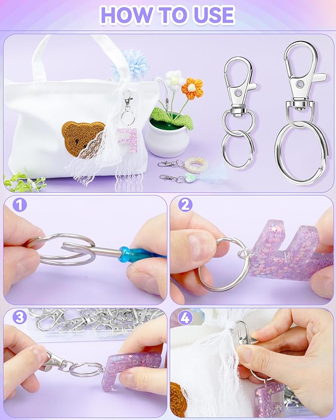 FIVEIZERO 60PCS Silver Swivel Snap Hooks and Key Rings Kit, 30PCS Keychain Clip Hooks, Lobster Clasps, 30PCS Key Chain Rings, KeyRings for Crafts, Jewelry Making and DIY