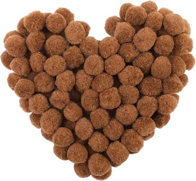 Morfen 150 Pcs Light Brown Craft Pom Poms, 1 Inch Fuzzy Pompom Puff Balls for DIY Arts, Crafts Projects, Birthday Home Decorations
