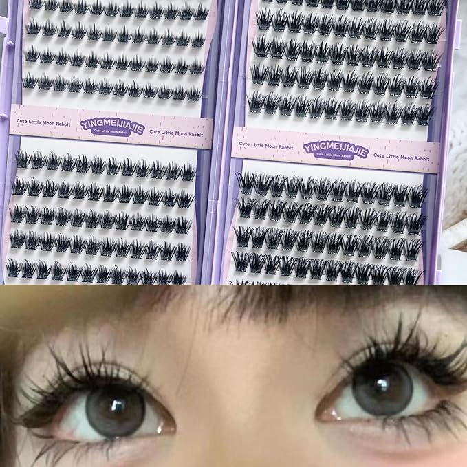 Clicar 10-16mm magnetic eyelashes,C-D Curvature lash clusters kit,3D Wispy Lashes Clusters DIY Lash Extension Kit,No need Glue (240pcs 10-16mm 60D-b)