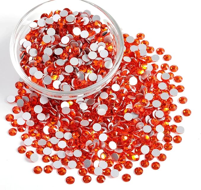 Beadsland Flatback Rhinestones Bulk,14400pcs Orange Rhinestones for Nails Crafts Clothes DIY Decoration, Hyacinth/Orange, SS16, 3.8-4.0mm