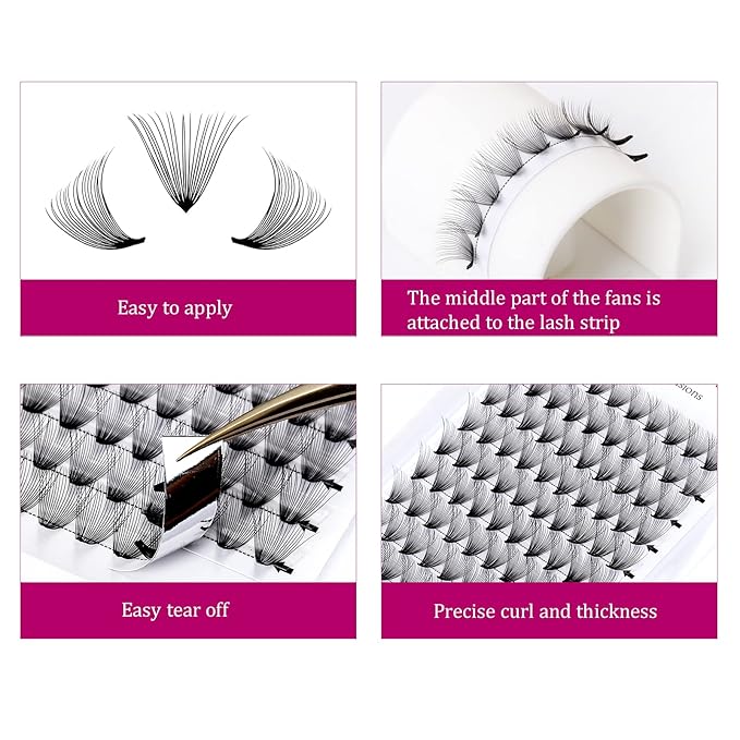 Lash Extension C CC D DD Curl Premade Fans Eyelash Extensions Pointy Base Volume Lash Extensions Pre Made Volume Lashes Long Stem Premade Lash Extensions Fans (20D-0.07C, 13mm)