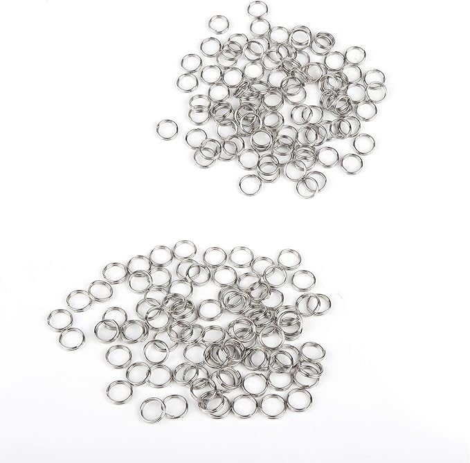 200 Pieces Stainless Steel Split Ring Small Key Chain Ring for Home Car Keys Organization and Ornament Crafts, 2 Sizes(8mm and 10mm Diameter)