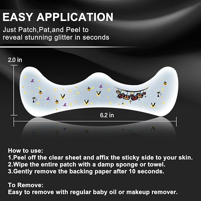 8 Pcs Halloween Glitter Tattoos, Halloween Glitter Freckles Face Tattoos Stickers, Waterproof halloween Rave Accessories Face Temporary Tattoos Makeup Kit for Women and Kids