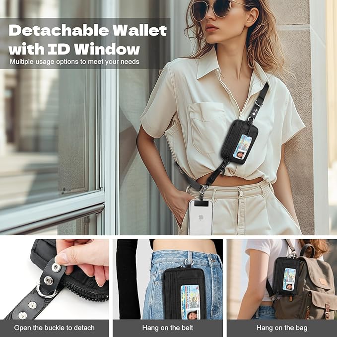 TiMOVO Clip and Go Phone Strap Crossbody with Detachable Wallet, RFID Blocking, Adjustable Anti-Theft Phone Lanyard