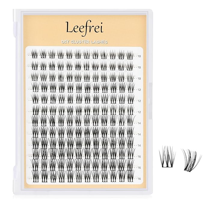 Leefrei Eyelash Clusters 10-18mm Wispy Eyelash Clusters D Curl DIY Cluster Lash Extension Kit Individual Lashes Kit With Bond & Seal, Glue Remover, Tweezers(LF04 Lashes Only)