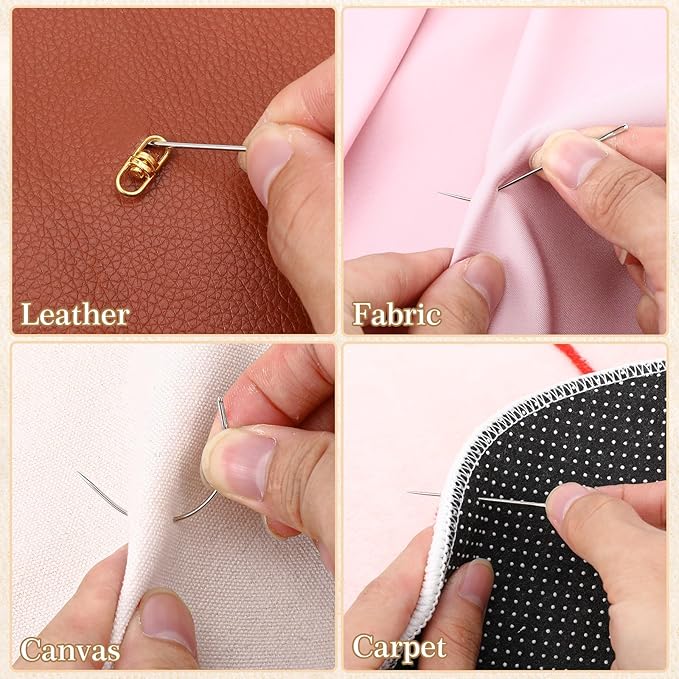 LIQWEI 11 Pcs Needle and Thread Set for Hair Weaving Needle, Blackhair Weaving Thread, Curved Upholstery Needles for Making Wig DIY Hand Sewing Hair Weave Extension