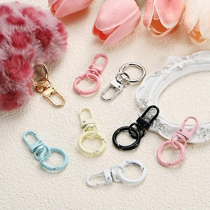 30-Pack Lobster Claw Clasp, Zinc Alloy Swivel Trigger Snaps Spring Clasps Hooks for Keychain Buckle/Lanyard/Straps/Purse, Spring Clasps Clips [Beige]