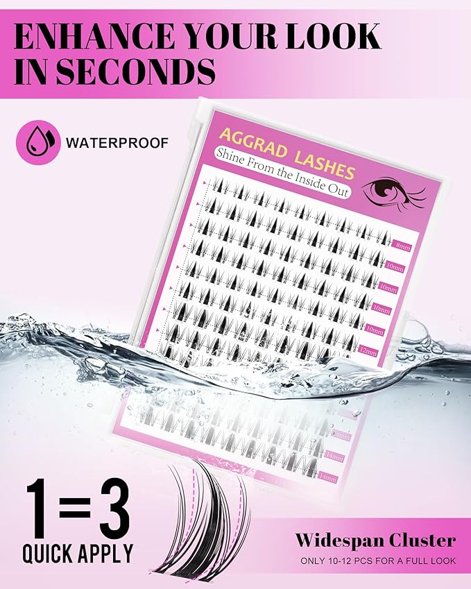 Fairy Lash Clusters Kit Short 8-14mm Manga Eyelash Clusters D Curl DIY Eyelash Extensions Wet-Look Spiky Anime Lashes Individual Fake Eyelashes Clusters with 0.03mm Ultra-Thin Invisible Lash Band