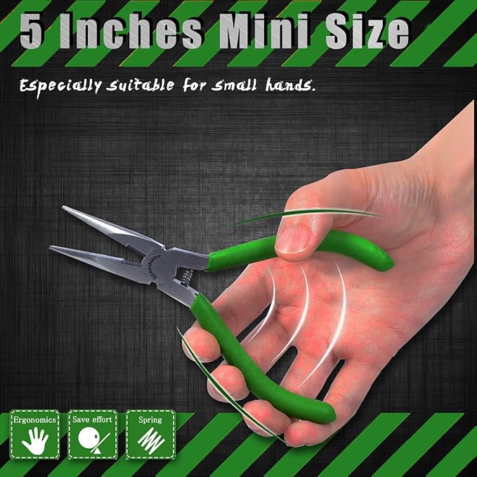 SPEEDWOX Mini Long Nose Pliers 5-1/2 Inches Chain Nose Pliers with Wire Cutter Long Needle Nose Side Cutters Serrated Jaw Precision Jewelry Making Tool for Handcraft Hobby DIY Jewelry Work