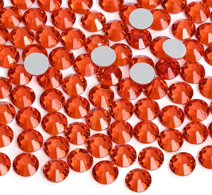Jollin Glue Fix Crystal Flatback Rhinestones Glass Diamantes Gems for Crafting Nail Art Crafts Decorations Clothes Shoes 2.0mm (ss6 2880pcs, Lt Siam)