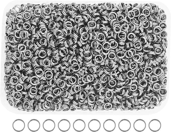 Mandala Crafts 6mm Gunmetal Double Jump Rings for Jewelry Making - 1280 Pcs Small Split Key Rings Set for Crafts, DIY Keychains, and Accessories
