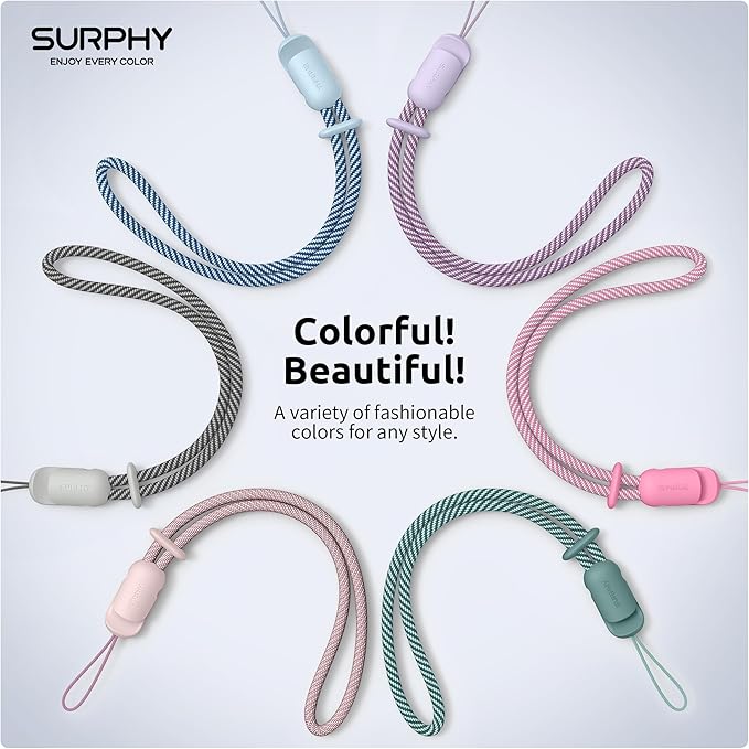 SURPHY 3 Pack Phone Wrist Strap with CellPhone Tether Tab, Cellphone Lanyard, Phone Strap with 2-Color Braided, Wrist Lanyard