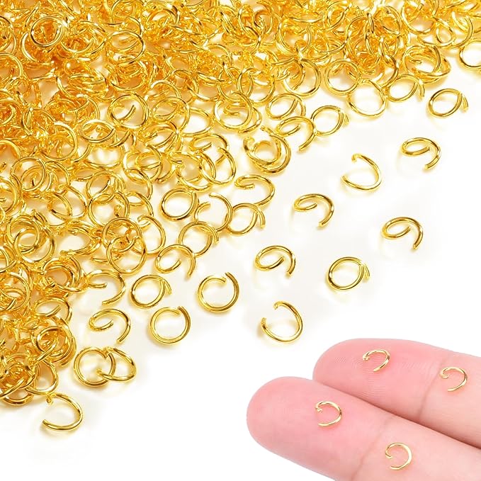 400pcs 13/64" Gold Tiny Jump Rings for Jewelry Making Replacement, Open Jump Ring Metal Jewelry Findings for Bracelets Necklaces Earrings Keychains Connectors Loops Repair Hardware