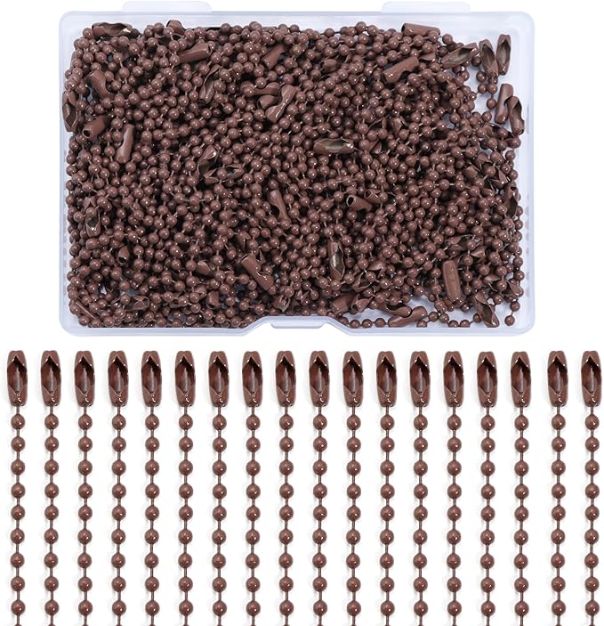 Lemonkey 100Pcs Ball Beads Chains Bulk,Coffee Keychains Rings Metal Chains,4 Inch Dog Tag Metal Small Chains with Connectors for Hanging Decoration
