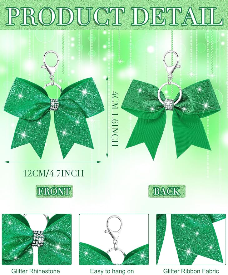 Tondiamo Cheer Bow Keychain Cheer Keychain with Rhinestones Cheerleader Keyrings for Teen Cheerleading Sports Accessory