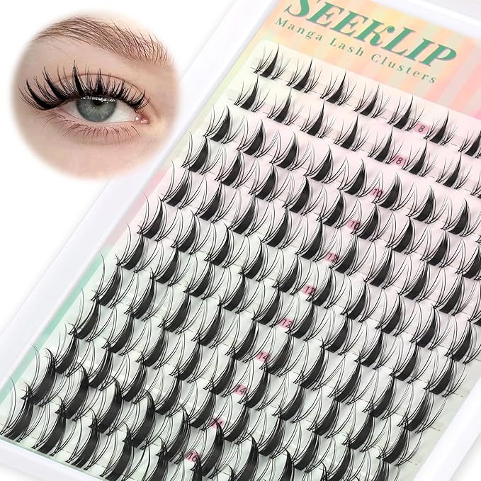 Lash Clusters Manga Fairy C Curl Deer Eyelash Clusters Natural Spiky Cluster Eyelash Extensions 120PCS 8-16MM Mixed Clear Band Doe Eyed Anime Wispy Lashes Cluster (Breath)