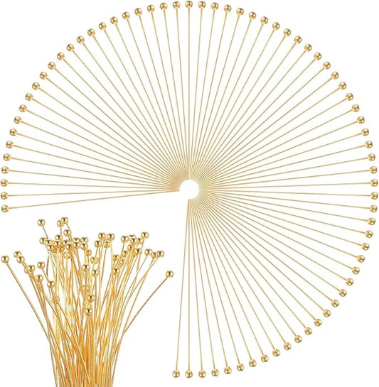 200Pcs Ball Head Pins for Jewelry Making, 40mm/1.57In, Gold Head Pins for Jewelry Making, Beading Pin for DIY Craft Earring Bracelet Necklace Pendant Supplies
