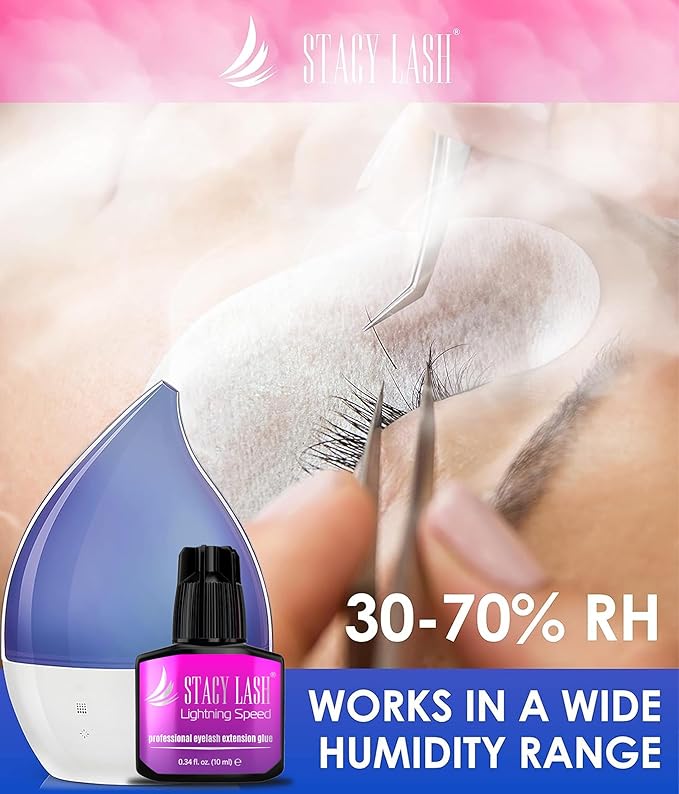 STACY LASH Lightning Speed Eyelash Extension Glue 10ml/0.34 fl.oz / 0.3 Sec Dry/Retention – 6-8 Weeks/Extra Strong Black Adhesive/Professional Supplies
