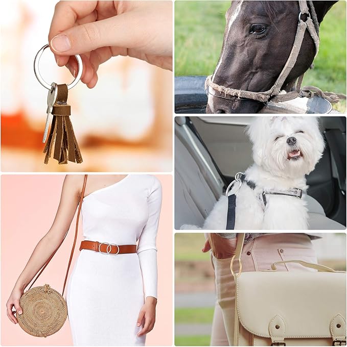 Hotop 35 Pieces Metal O Ring Multi Purpose Non Welded Round Metal Key Ring for Keychains Macrame Dog Leashes Camping Belt Hardware Bag DIY Accessories, 5 Sizes(Colorful)