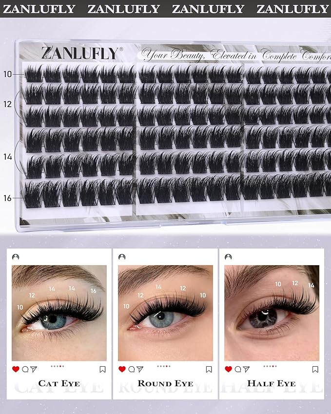 Wispy Lash Clusters Natural Volume Eyelash Clusters 10-16mm Spiky Cluster Eyelash Extensions Faux Mink Lash Extension CC Curly Individual Lashes Soft Thin Band by zanlufly