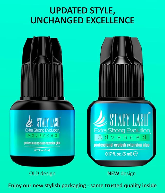 STACY LASH Extra Strong Evolution Advanced Eyelash Extension Glue (0.17fl.oz/5ml)/ 1Sec Dry /6Weeks Retention/Black Adhesive/Professional Supplies