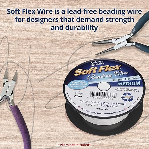 Soft Flex 49 Strand Beading Wire - Medium 0.19 Diameter - 30 Feet Nylon Design Wire