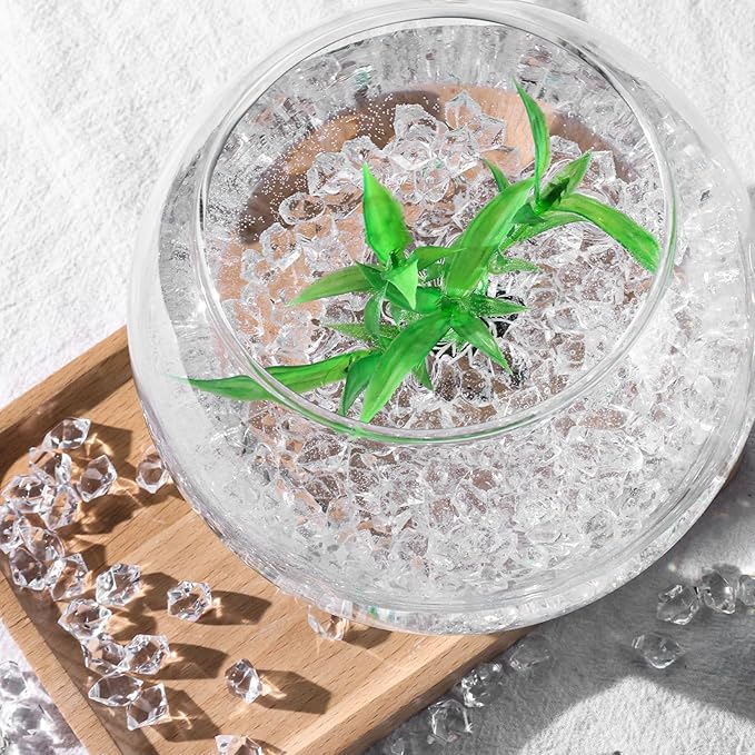DomeStar 550PCS Fake Ice, Vase Fillers, Acrylic Clear Rocks Fake Diamonds Clear Gems Crystals for Fish Tank Table Scatter Decoration