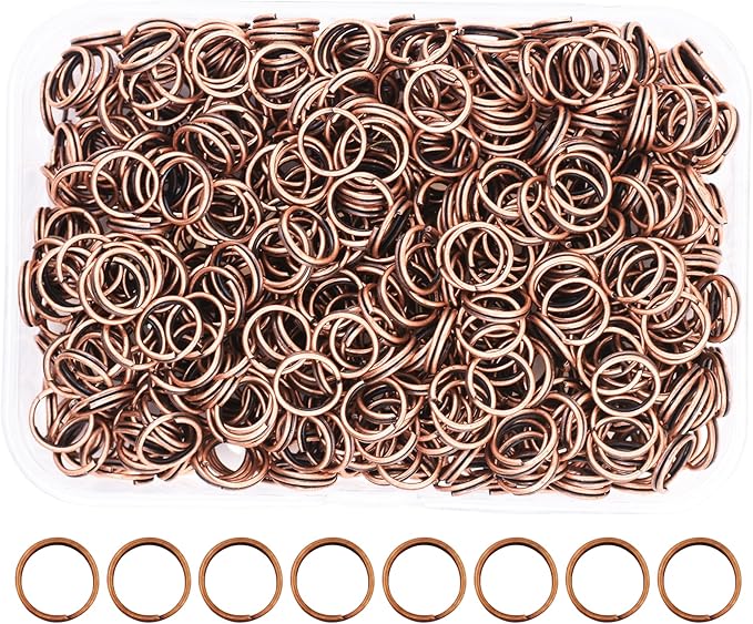 Mandala Crafts 8mm Antique Copper Colored Double Jump Rings for Jewelry Making - 670 Pcs Small Split Key Rings Set for Crafts, DIY Keychains, and Accessories