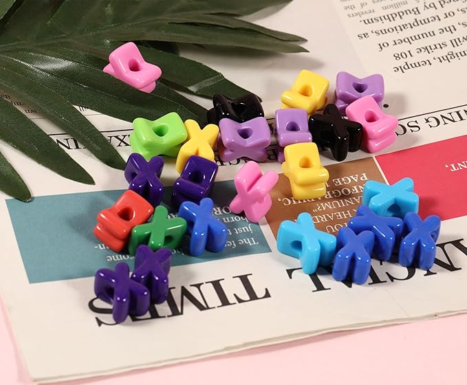 40 PCS Letter Beads 3D Acrylic 21mm x 15mm X Loose for Jewelry Making Bracelet Necklaces Keychain Phone Bag Chain Key Chains(Mixed Color X)