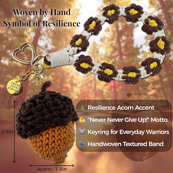 Handmade Crochet Keychains with Daisy Wristband - Inspirational Gifts for Women, Graduation, Birthday
