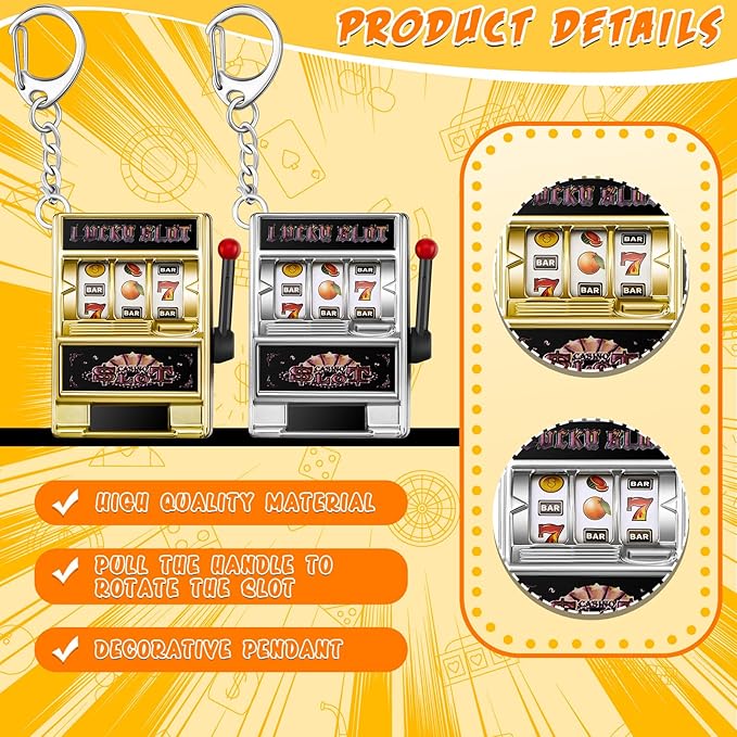 Panelee Slot Machine Keychain Bulk Las Vegas Keychains Mini Casino Kawaii Decoration for Las Vegas Carnival Party Gifts