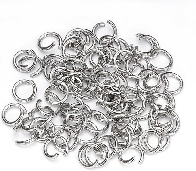1500Pcs 8mm Stainless Steel Open Jump Rings 16 Gauge Metal O Rings Single Loop Connectors for Jewelry Necklaces Bracelet Earrings Keychains Chainmail DIY Making