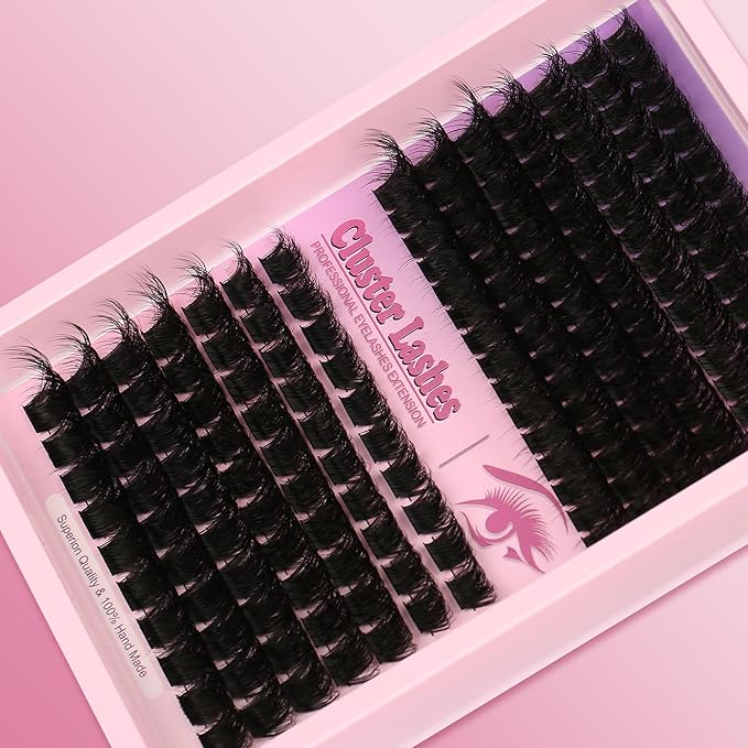 D Curl Lash Clusters Extensions 175 Pcs Individual Eye lash Clusters 150+200D Cluster Eyelash Lashes Wispy Clusters Lashes Makeup at Home - DIY Lash Extension Kit for Self Application