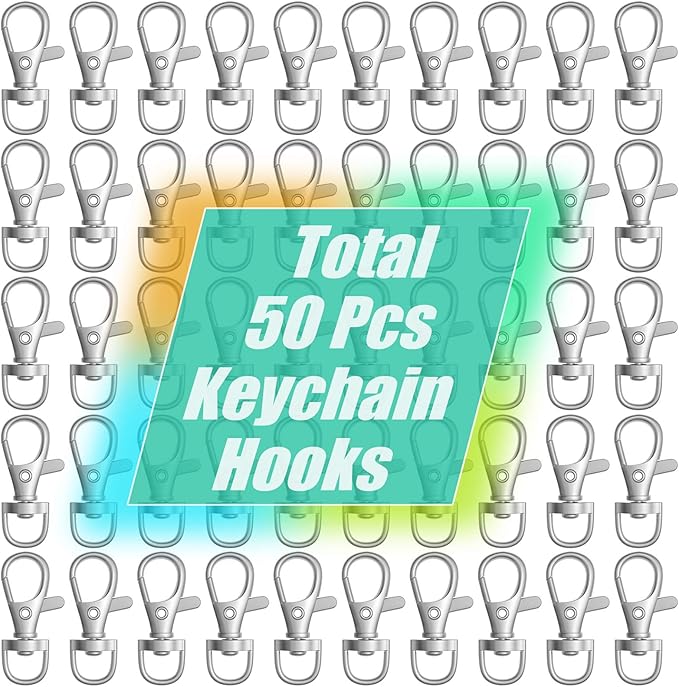 sprookber 100pcs Metal Lobster Claw Clasp with Key Ring, Keychain Rings for Crafts, Key Jewelry DIY Crafts, Lanyard Clips snap Hook, Swivel Clasps Clip
